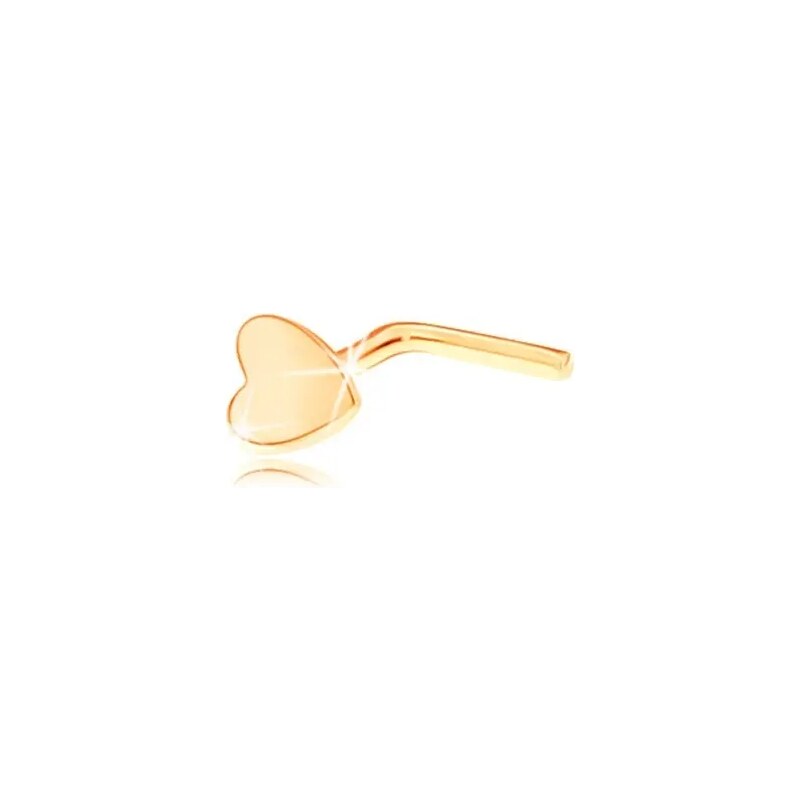 Bijuterii Eshop - Piercing îndoit pentru nas, din aur 375 - inimă mică, plată GG41.12