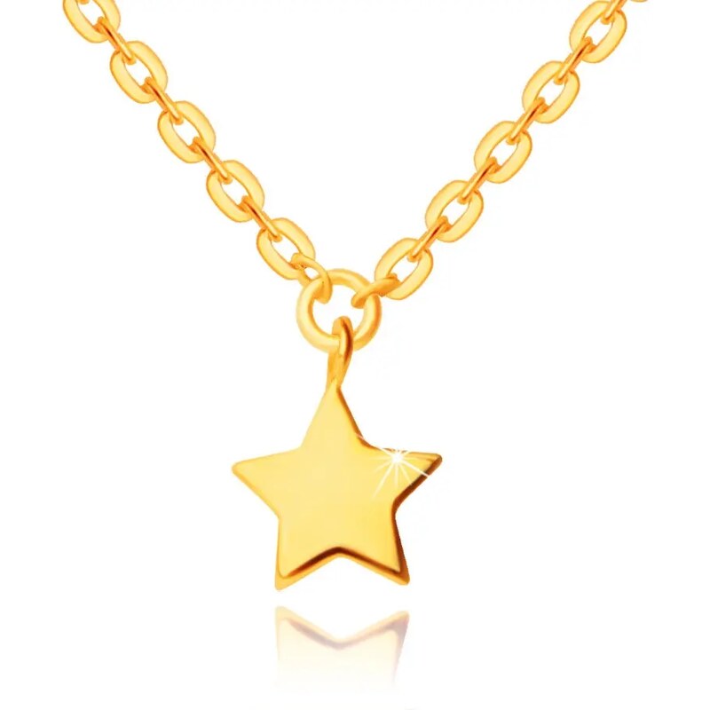 Bijuterii Eshop - Colier din aur galben, 14K - pandantiv în formă de stea, lanț strălucitor cu zale plate S3GG249.49