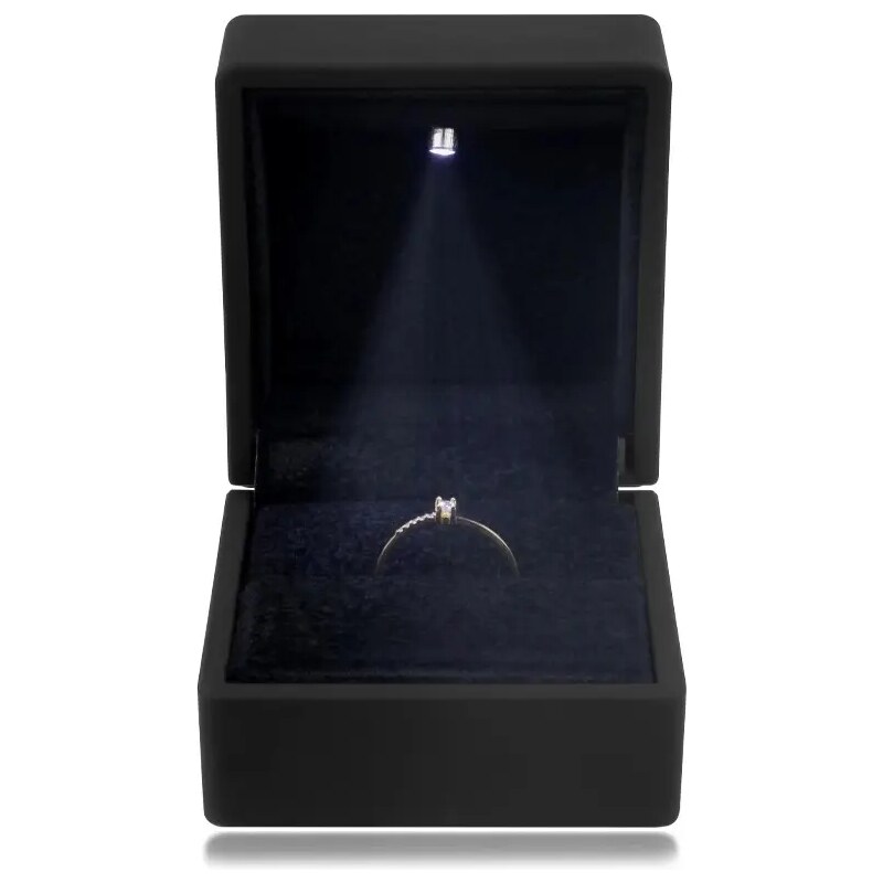 Bijuterii Eshop - Cutie cadou cu LED pentru inele - culoare negru mat, pătrată G29.12
