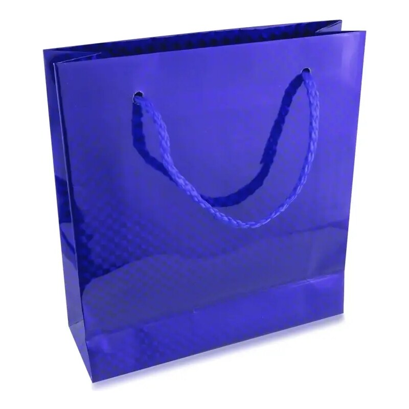 Bijuterii Eshop - Pungă de hârtie pentru cadou - holografică, de culoare albastră, suprafață lucioasă G29.06