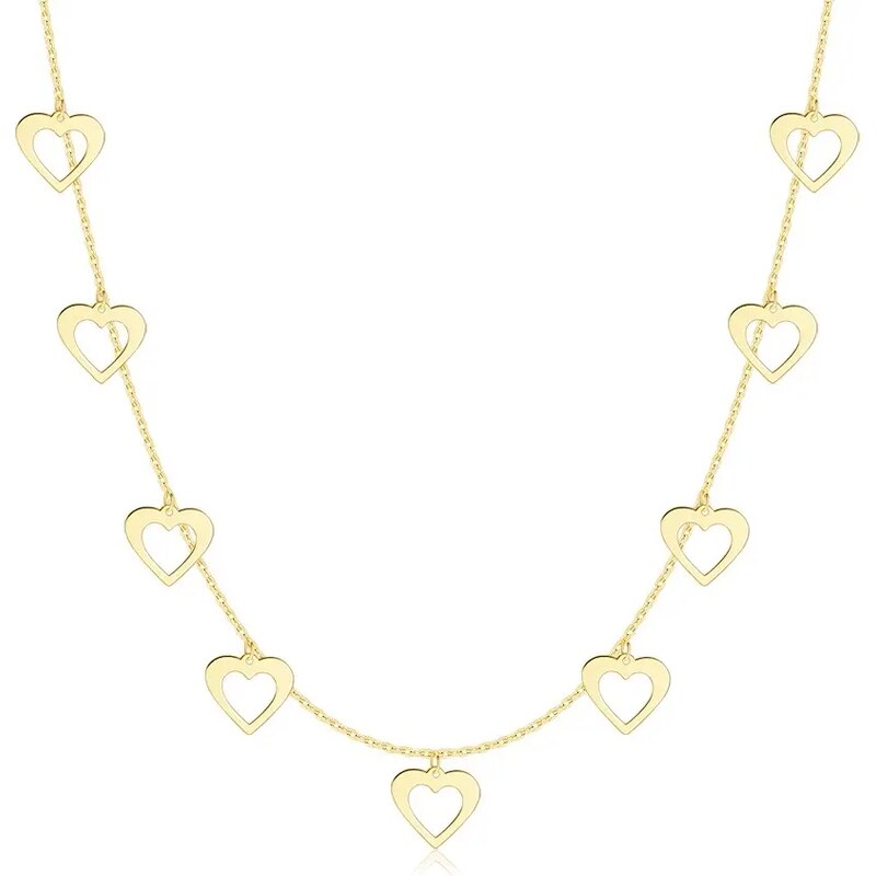 Bijuterii Eshop - Colier din aur galben de 14K - contururi plate ale inimii, zircon lacrimă S5GG258.10