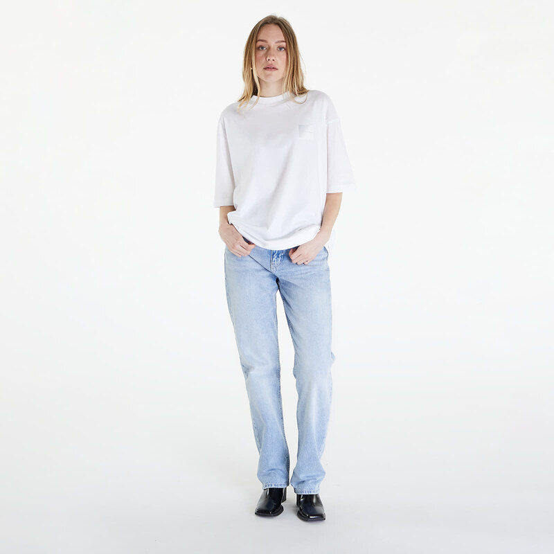 Tricou pentru femei Calvin Klein Jeans Warp Logo Boyfriend T-Shirt White