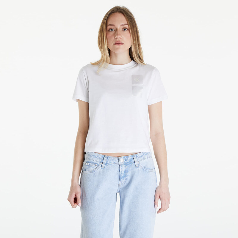 Tricou pentru femei Calvin Klein Jeans Satin Boxes Baby Tee White