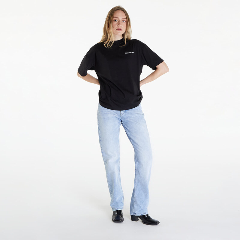 Tricou pentru femei Calvin Klein Jeans Embroidered Slogan Back Tee Black