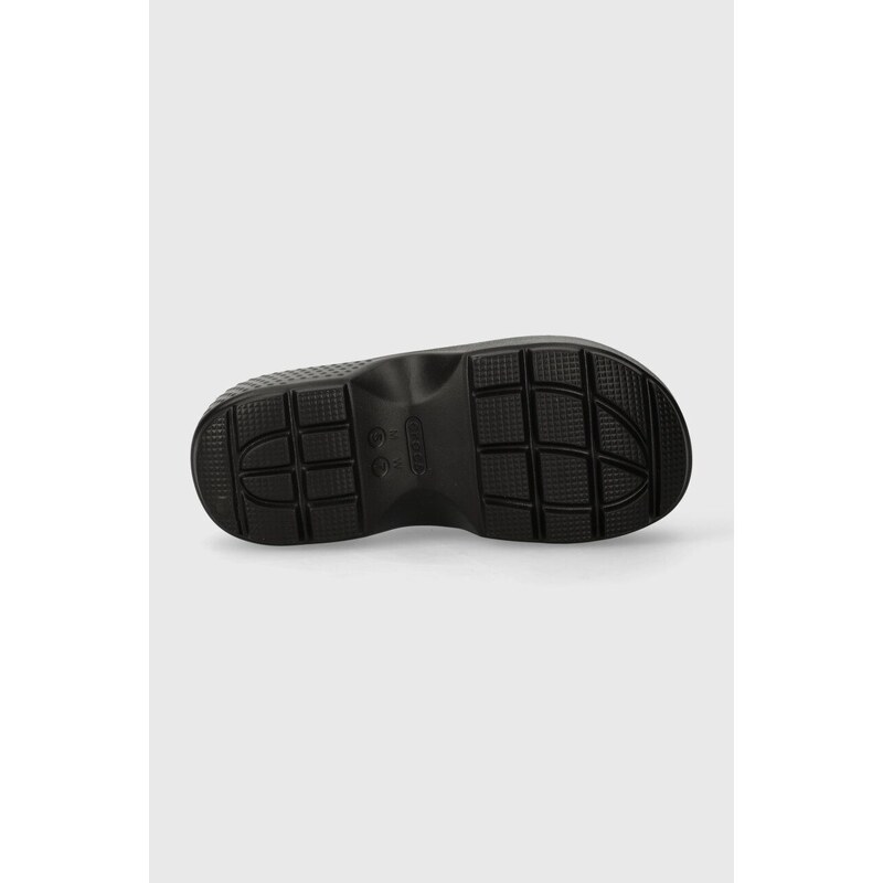 Crocs papuci Stomp Slide femei, culoarea negru, cu platforma, 209346