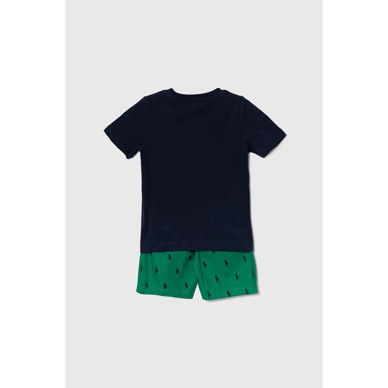 Polo Ralph Lauren pijamale de bumbac pentru copii culoarea verde, modelator