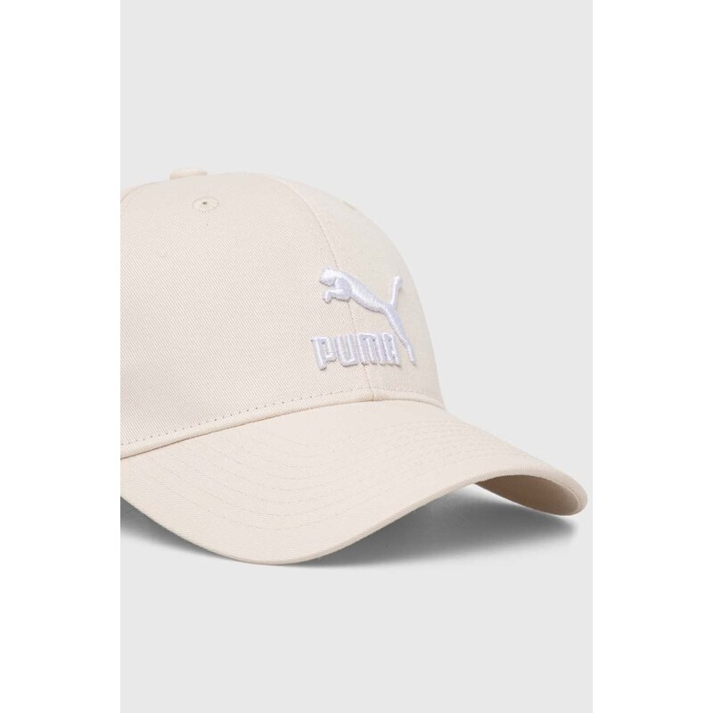 Puma șapcă de baseball din bumbac 22554 culoarea bej, cu imprimeu 22554