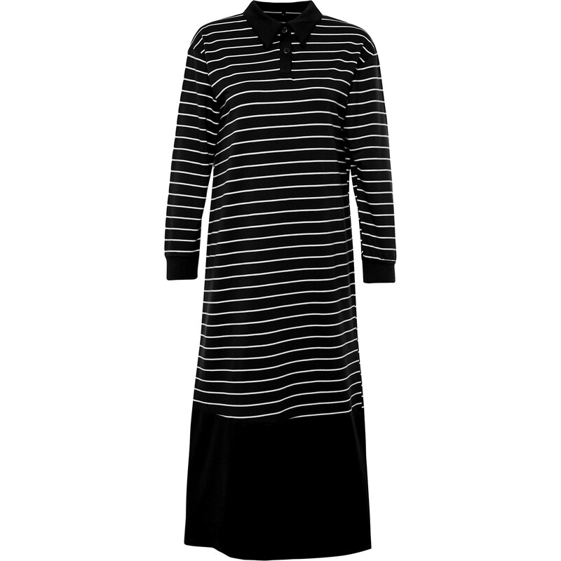 Trendyol Black Striped Polo Neck Knitted Dress