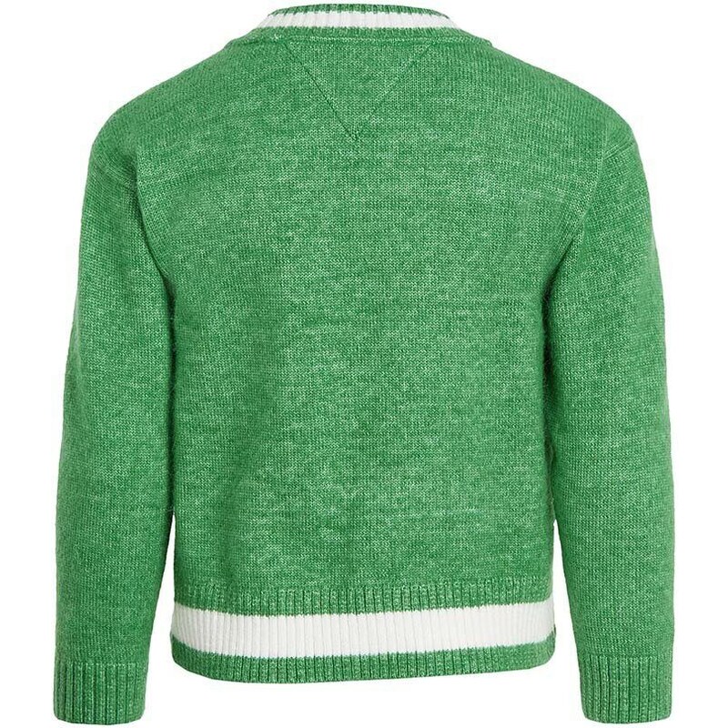 Tommy Hilfiger pulover pentru copii din amestec de lana culoarea verde, călduros
