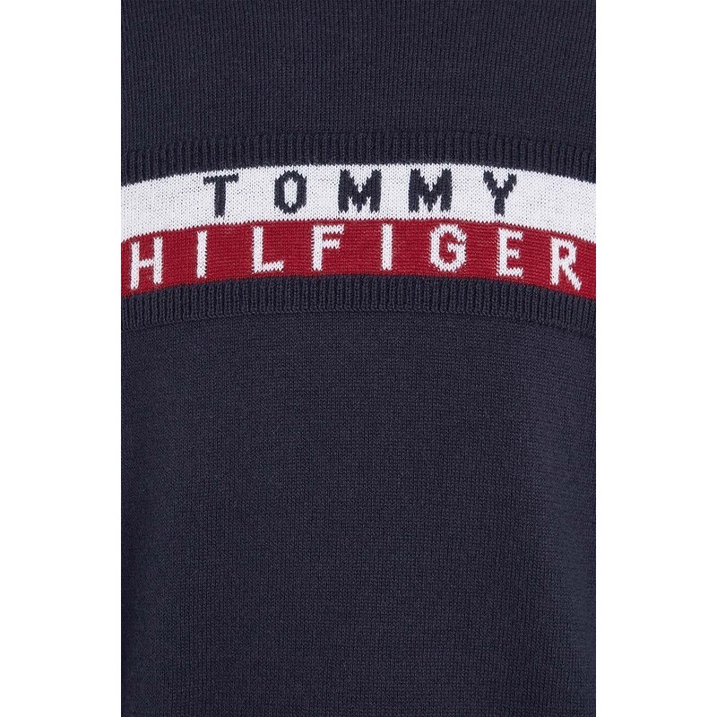 Tommy Hilfiger pulover de bumbac pentru copii culoarea albastru marin, light