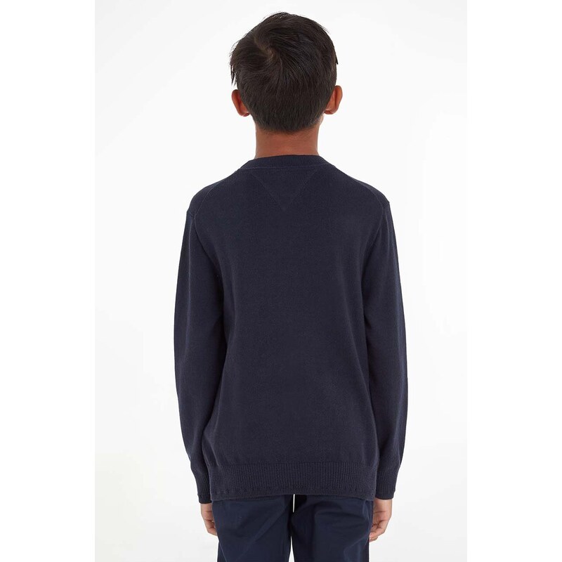 Tommy Hilfiger pulover de bumbac pentru copii culoarea albastru marin, light