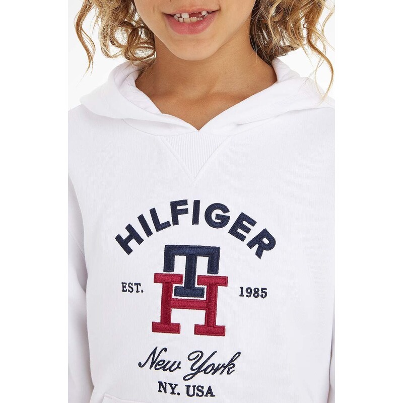 Tommy Hilfiger bluza copii culoarea alb, cu glugă