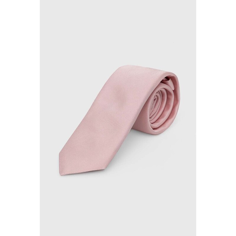 HUGO cravată de mătase culoarea roz 50468199