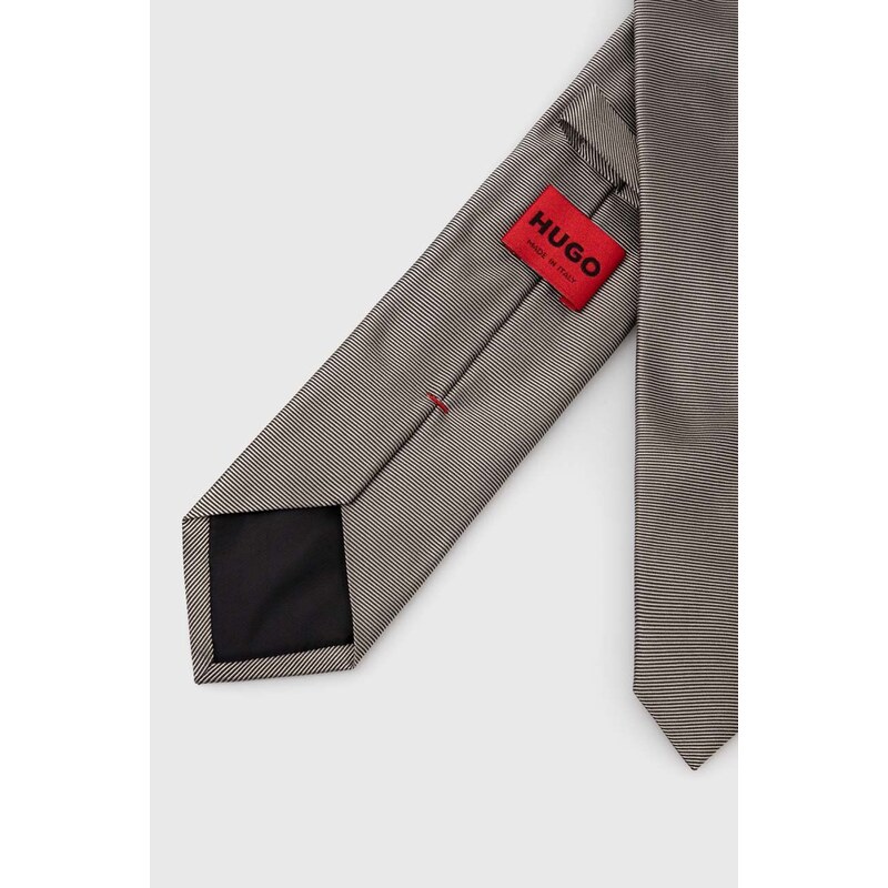 HUGO cravată de mătase culoarea gri 50468199