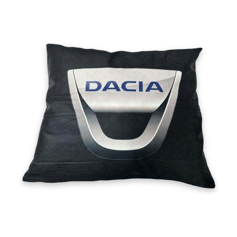 Perna personalizata cu sigla Dacia, Fata de perna si burduf detasabil 45 x 45, bumbac Magrot 20315 negru