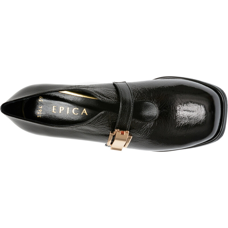 Pantofi casual EPICA negri, 583364, din piele naturala lacuita