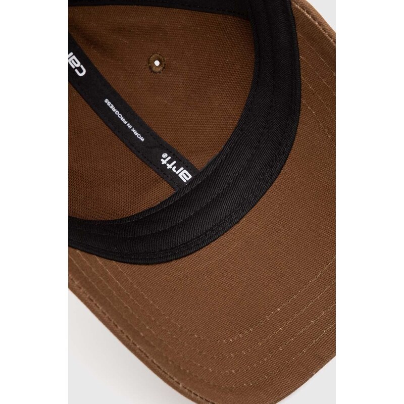 Carhartt WIP șapcă de baseball din bumbac Canvas Script Cap culoarea maro, cu imprimeu, I028876.22UXX