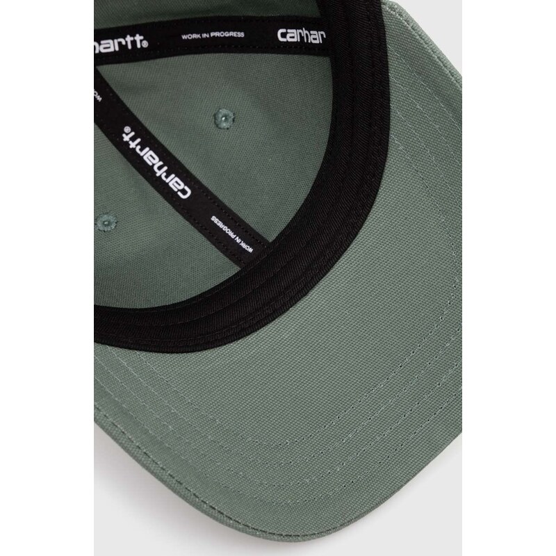 Carhartt WIP șapcă de baseball din bumbac Canvas Script Cap culoarea verde, cu imprimeu, I028876.22XXX
