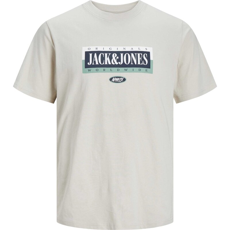 JACK & JONES Tricou 'COBIN' bej / bleumarin / verde / alb