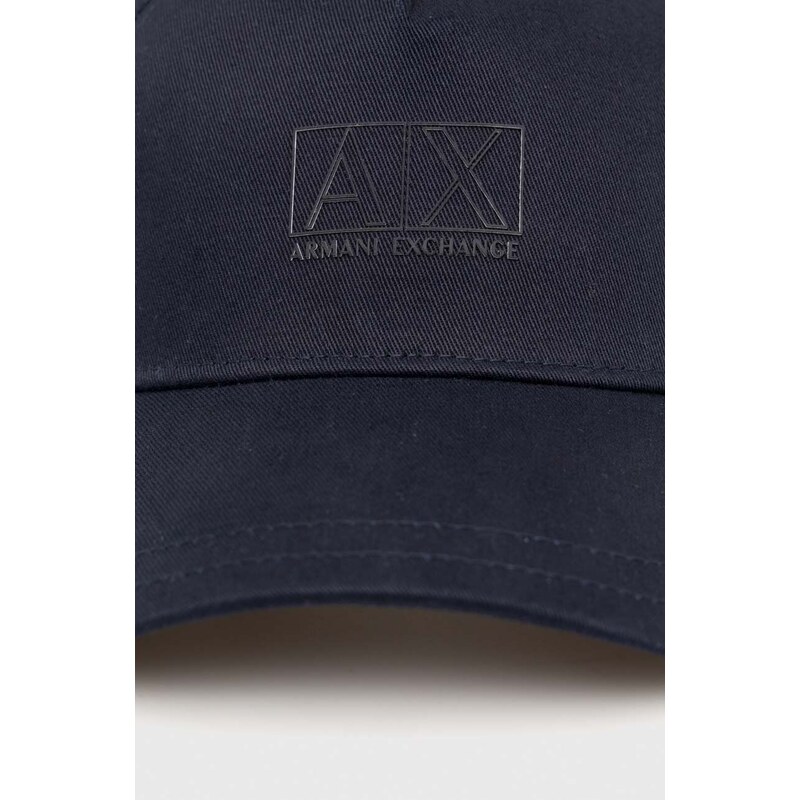 Armani Exchange șapcă de baseball din bumbac culoarea albastru marin, cu imprimeu