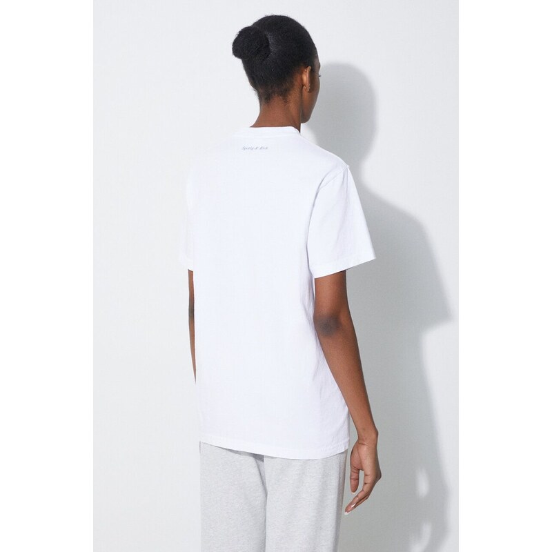 Sporty & Rich tricou din bumbac Eden Crest T Shirt culoarea alb, cu imprimeu, TS1074WH