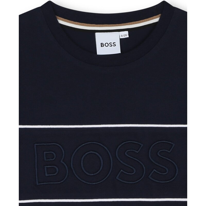 BOSS Kidswear Tricou albastru marin / alb