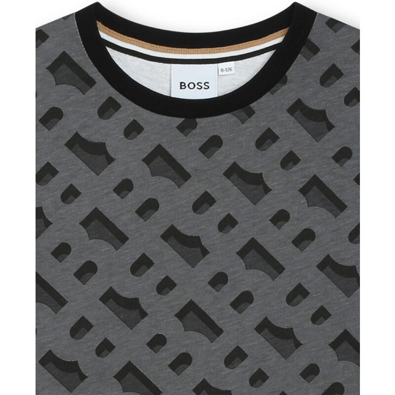 BOSS Kidswear Tricou gri închis / negru
