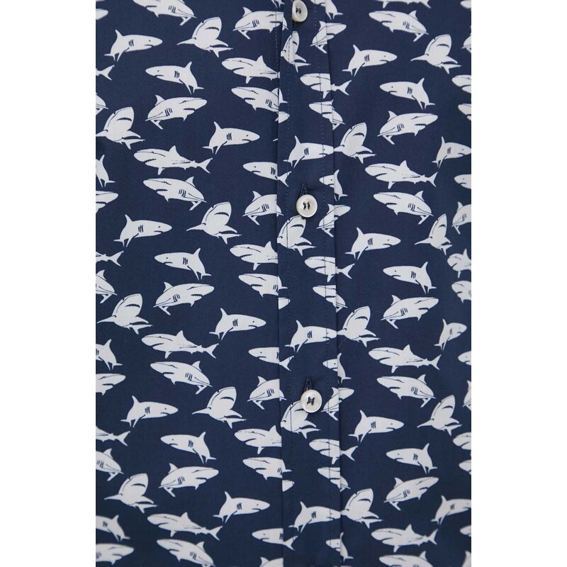 Paul&Shark camasa din bumbac barbati, culoarea albastru marin, cu guler clasic, regular, 24413017CF