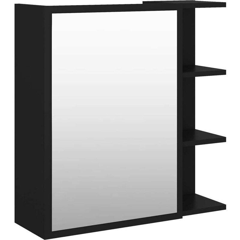 OrlandoKids Dulap de baie cu oglinda, negru, 62,5 x 20,5 x 64 cm, PAL