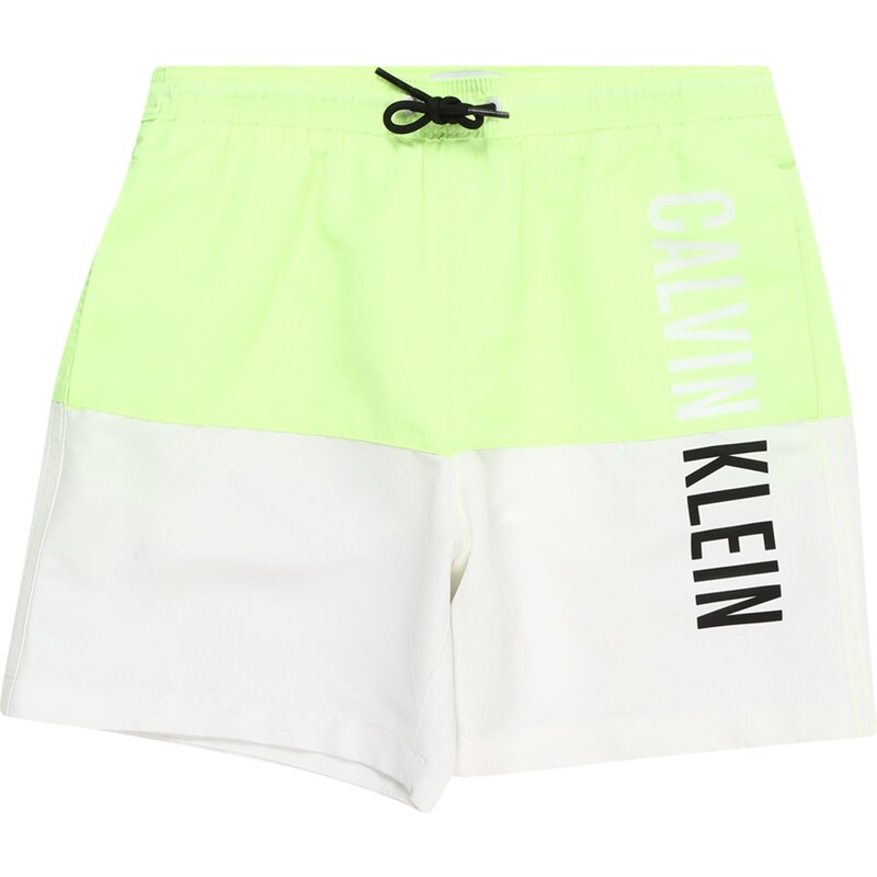 Calvin Klein Swimwear Șorturi de baie 'INTENSE POWER' gri deschis / verde măr / negru / alb