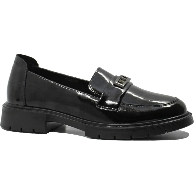 Pantofi loafer trendy Formazione, negru lucios din lac FNX8301-35