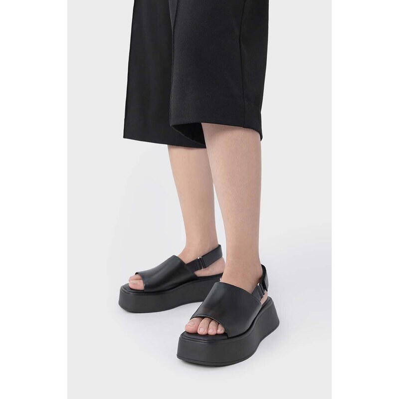 Vagabond Shoemakers sandale de piele COURTNEY femei, culoarea negru, cu platforma, 5534.001.92