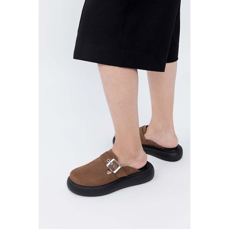 Vagabond Shoemakers papuci din piele BLENDA femei, culoarea maro, 5519-750-19