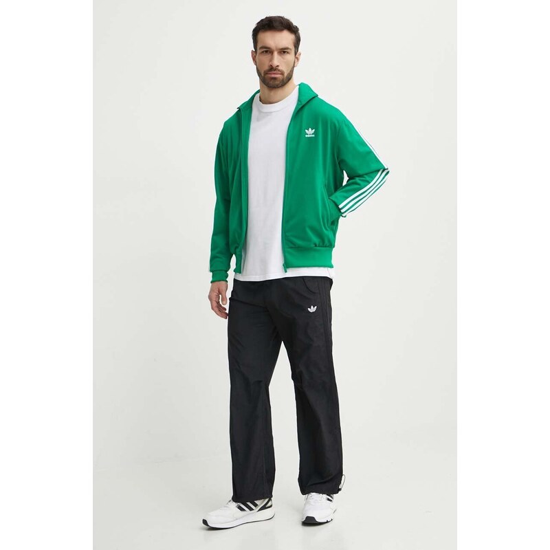 adidas Originals bluza barbati, culoarea verde, cu imprimeu, IU0762