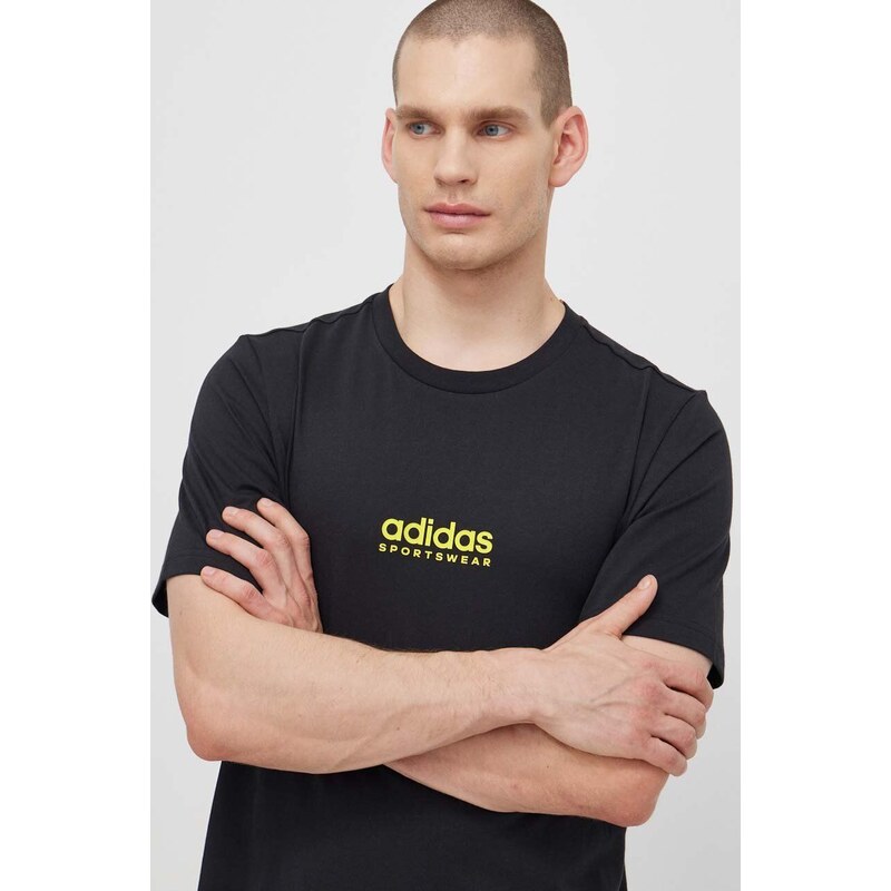 adidas tricou din bumbac TIRO barbati, culoarea negru, cu imprimeu, IS2876