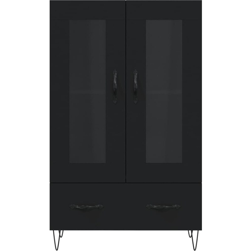 OrlandoKids Dulap inalt, negru, 69,5x31x115 cm, lemn prelucrat
