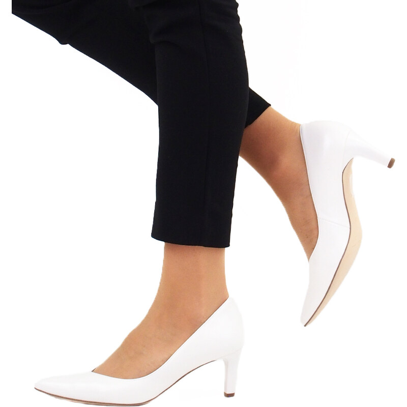 Tamaris damă pantofi cu toc în stil clasic - alb