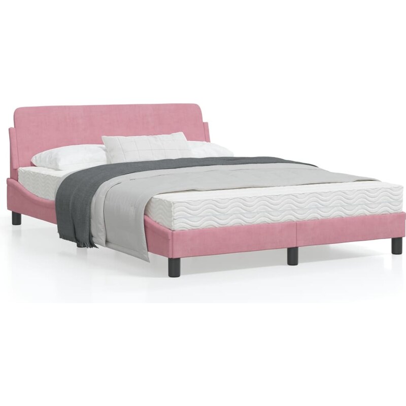 OrlandoKids Cadru de pat cu tablie, roz, 120x200 cm, catifea