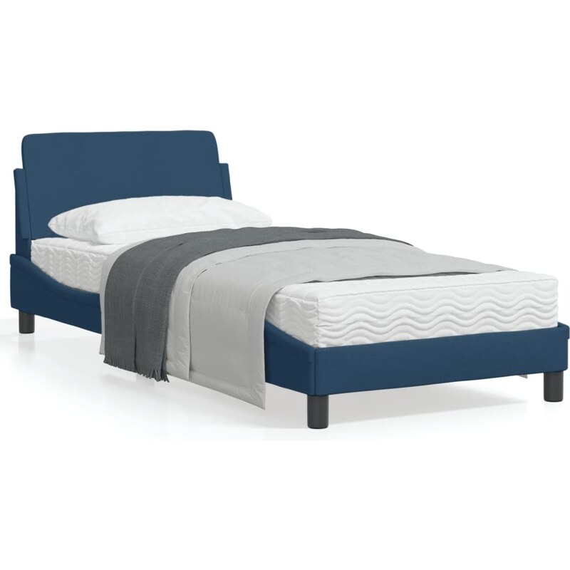 OrlandoKids Cadru de pat cu tablie, albastru, 80x200 cm, textil