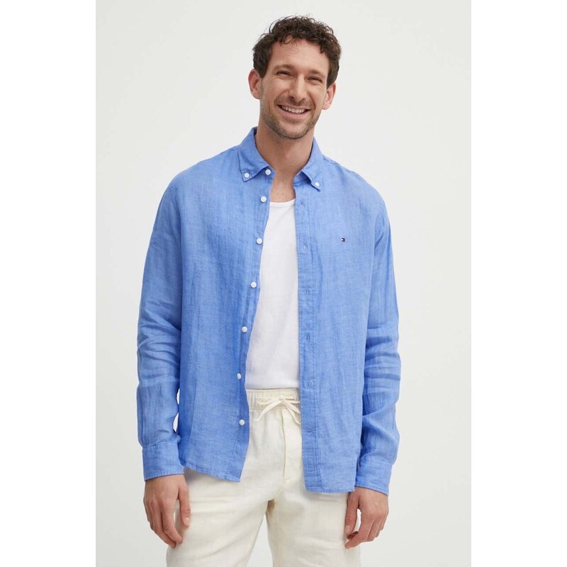 Tommy Hilfiger cămașă de in cu guler button-down, regular, MW0MW34602