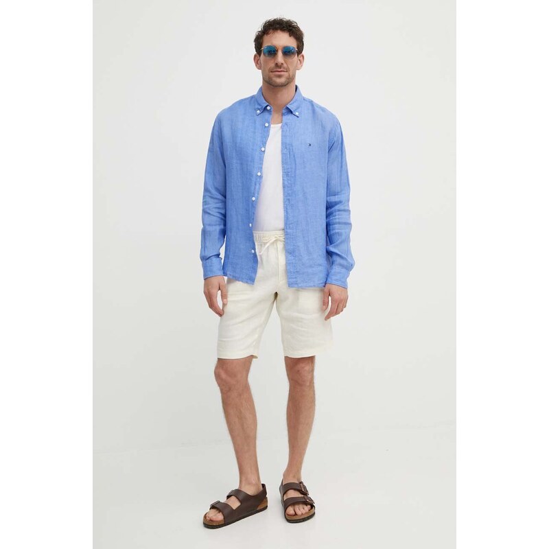 Tommy Hilfiger cămașă de in cu guler button-down, regular, MW0MW34602