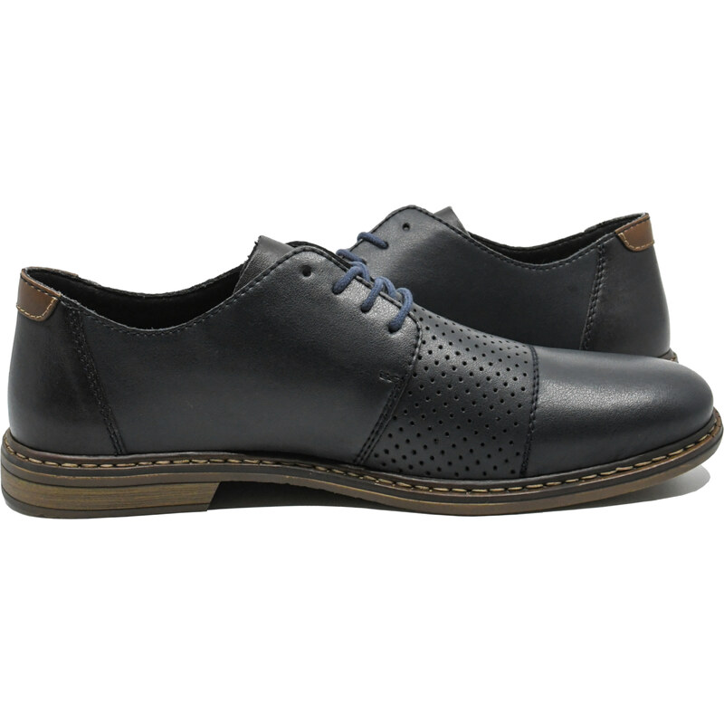 Pantofi office Rieker bleumarin din piele naturala cu perforatii RIK13431-14