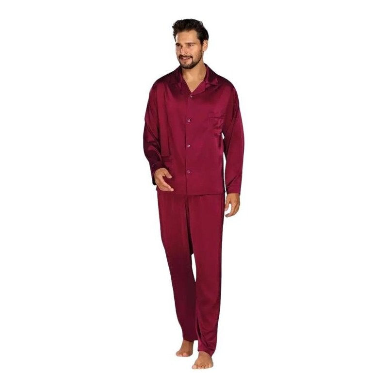 DKaren Pijamale bărbați din satin Lukas vișiniu