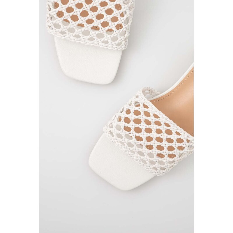 Answear Lab papuci femei, culoarea alb, cu toc drept