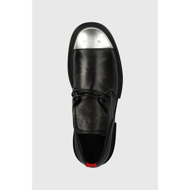 424 pantofi de piele Derby barbati, culoarea negru, FF4SMQ50AP-PE001.999
