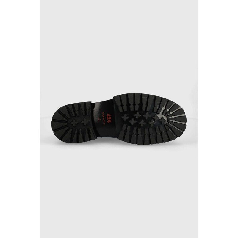 424 pantofi de piele Derby barbati, culoarea negru, FF4SMQ50AP-PE001.999