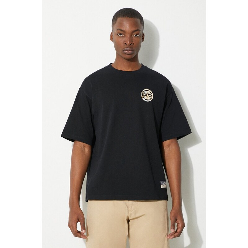 Evisu tricou din bumbac Kamon Print + Wave Daicock Print barbati, culoarea negru, cu imprimeu, 2ESHTM4TS7067