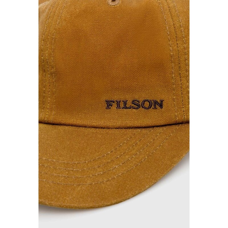 Filson șapcă de baseball din bumbac Oil Tin Low Profile Logge culoarea maro, neted, FMACC0145