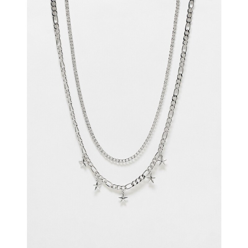 Faded Future 2 pack chain and star necklaces in silver