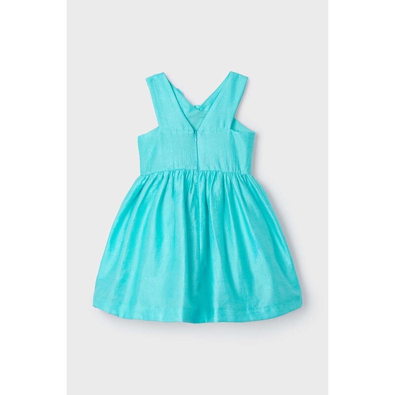 Mayoral rochie cu amestec de in pentru copii culoarea verde, mini, evazati